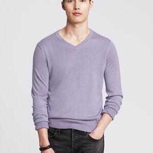Banana Republic Purple Lightweight Fine Knit V-Neck Sweater Men’s M